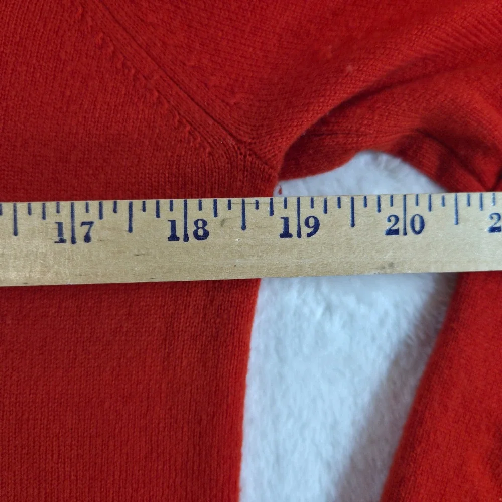 Ann Mashburn Women V-Neck Sweater XS Red 100% Cashmere Knit Flawed